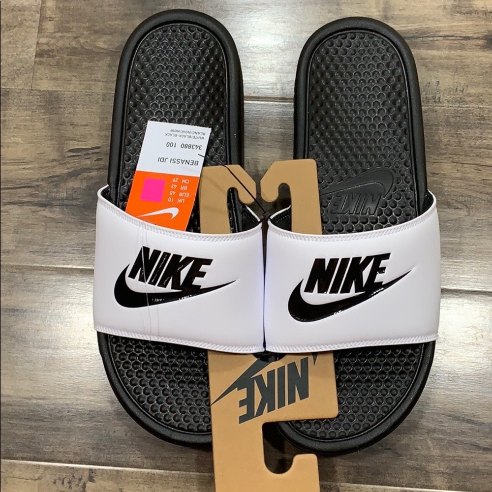 NIKE BENASSI JDI SLIDES white/black-black men’s - Picture 6 of 16